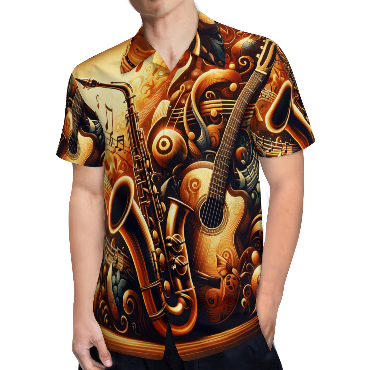 Jazz Saxophone Short Sleeves Men's Shirt