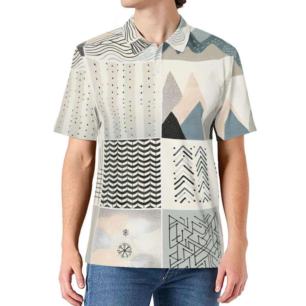 Minimalistic Geometric Men's Premium European Size POLO Shirt | 95% Polyester+5% Spandex