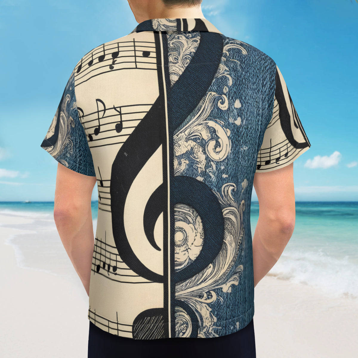 Musical Denim Short Sleeves Men's Shirt