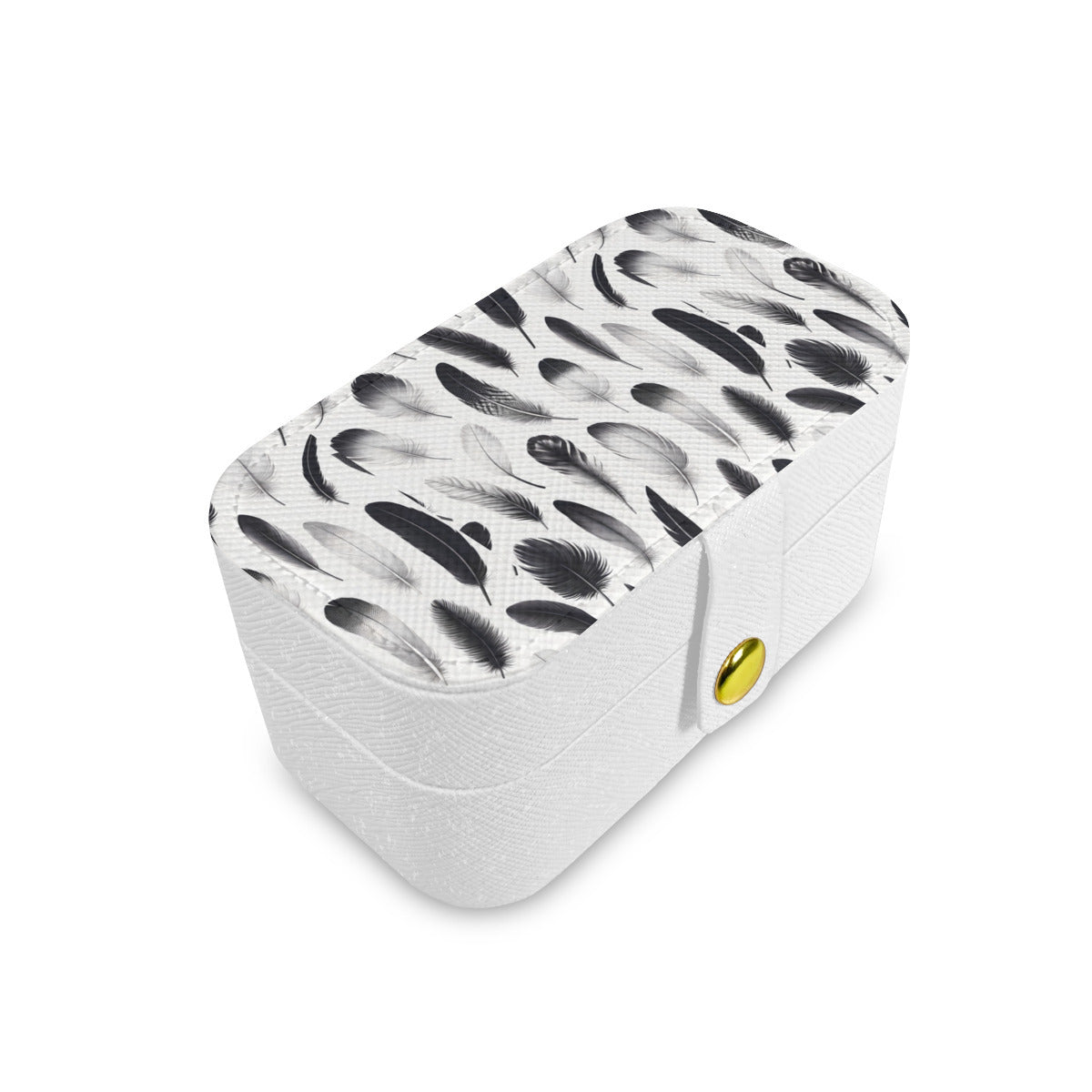 Black And White Feathers Personalized Portable Jewelry Box