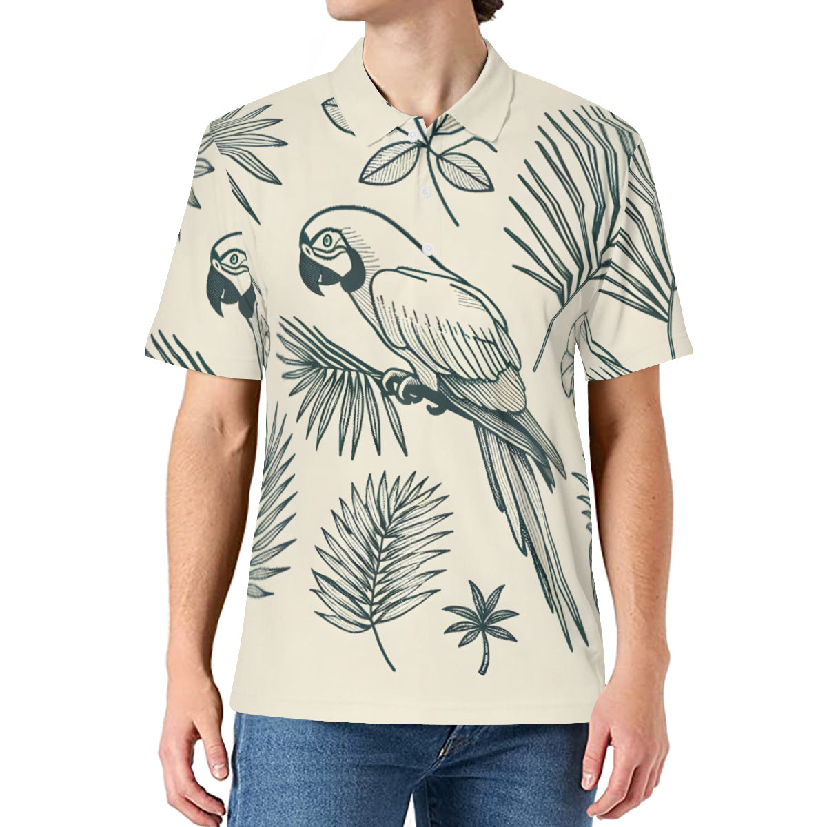 Minimalistic Parrot Men's Premium European Size POLO Shirt | 95% Polyester+5% Spandex