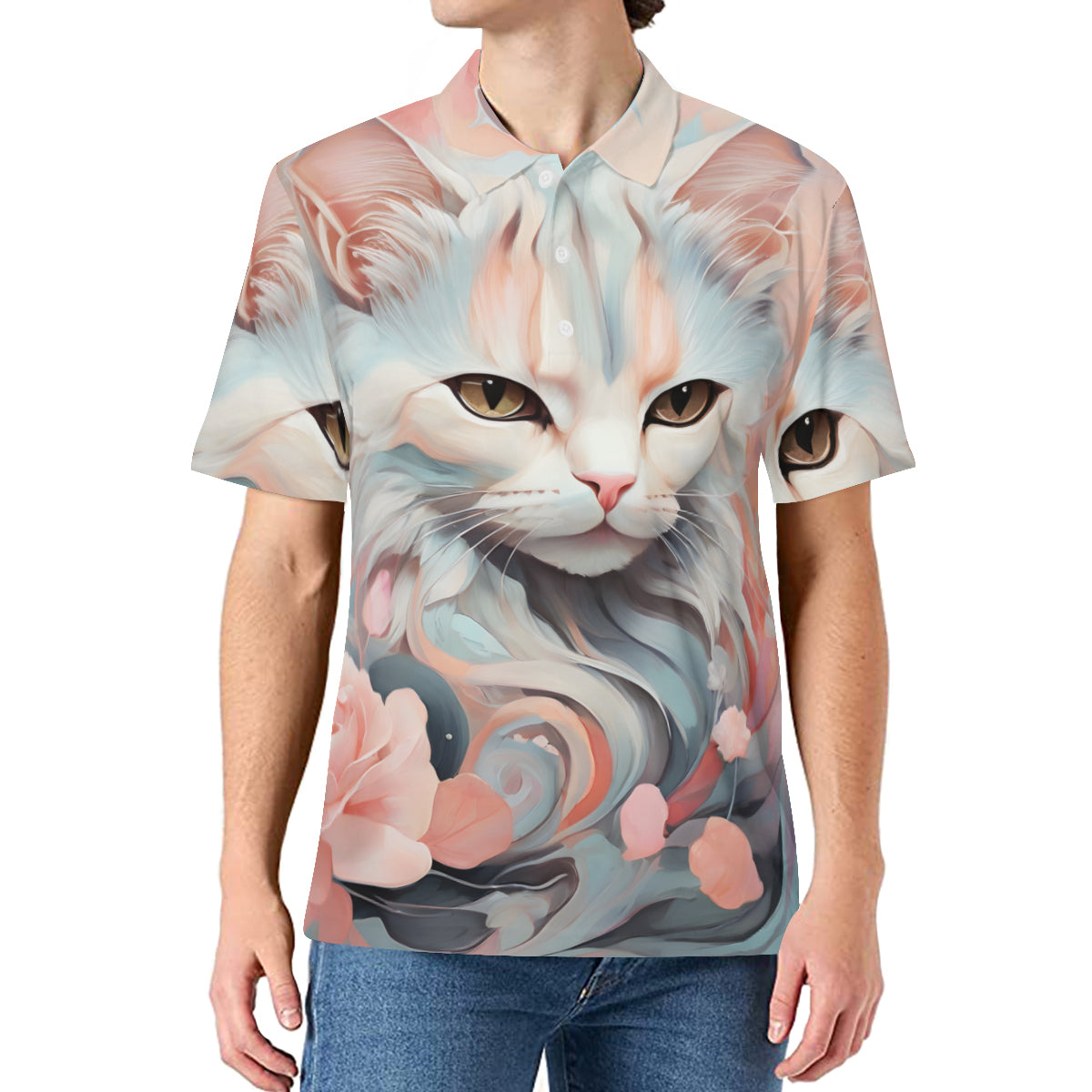 Cat Men's Premium European Size POLO Shirt | 95% Polyester+5% Spandex
