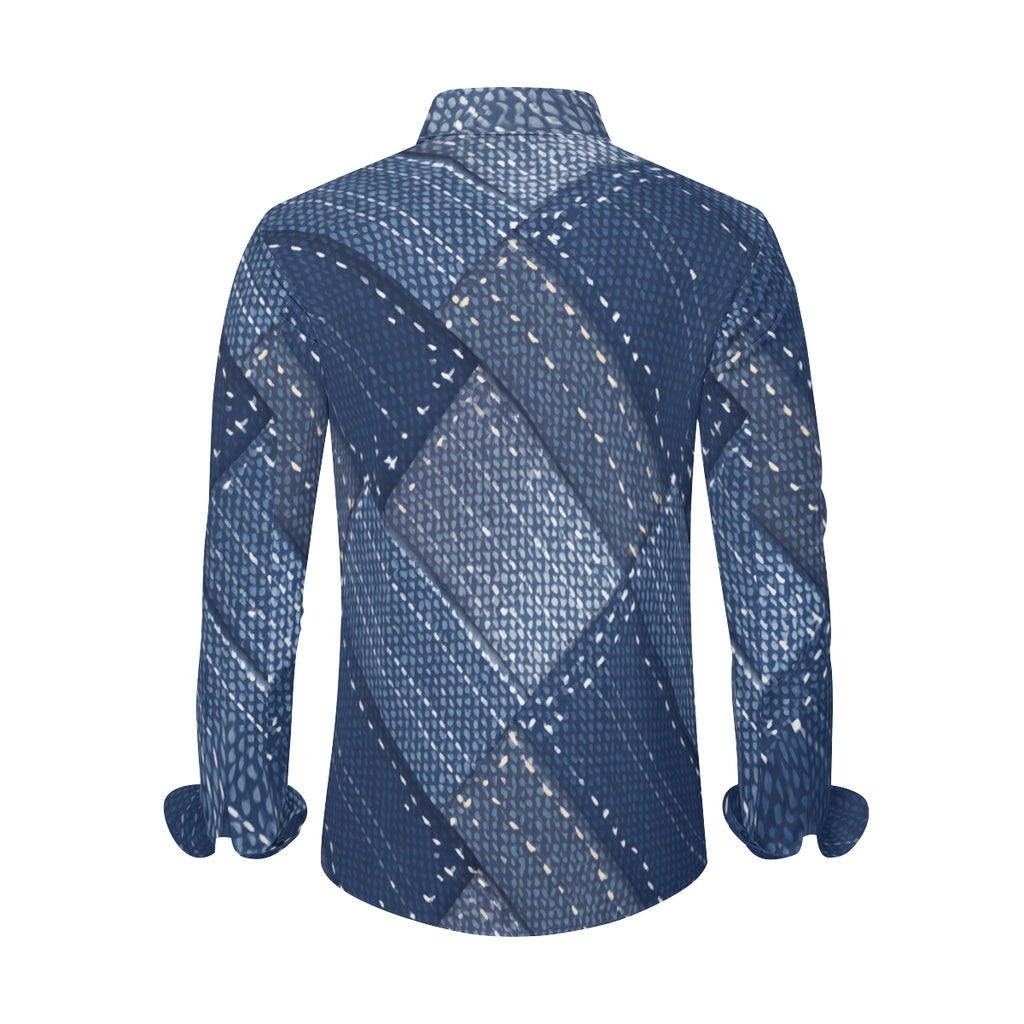 Abstract Denim Classic Long Sleeves Men's Shirt
