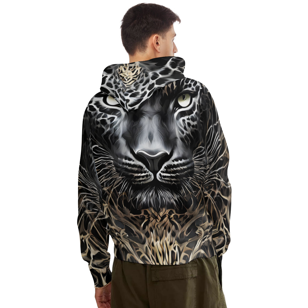 Leopard Men's Adult Hoodie Set (Double-Layer Hood) | Health Fabric