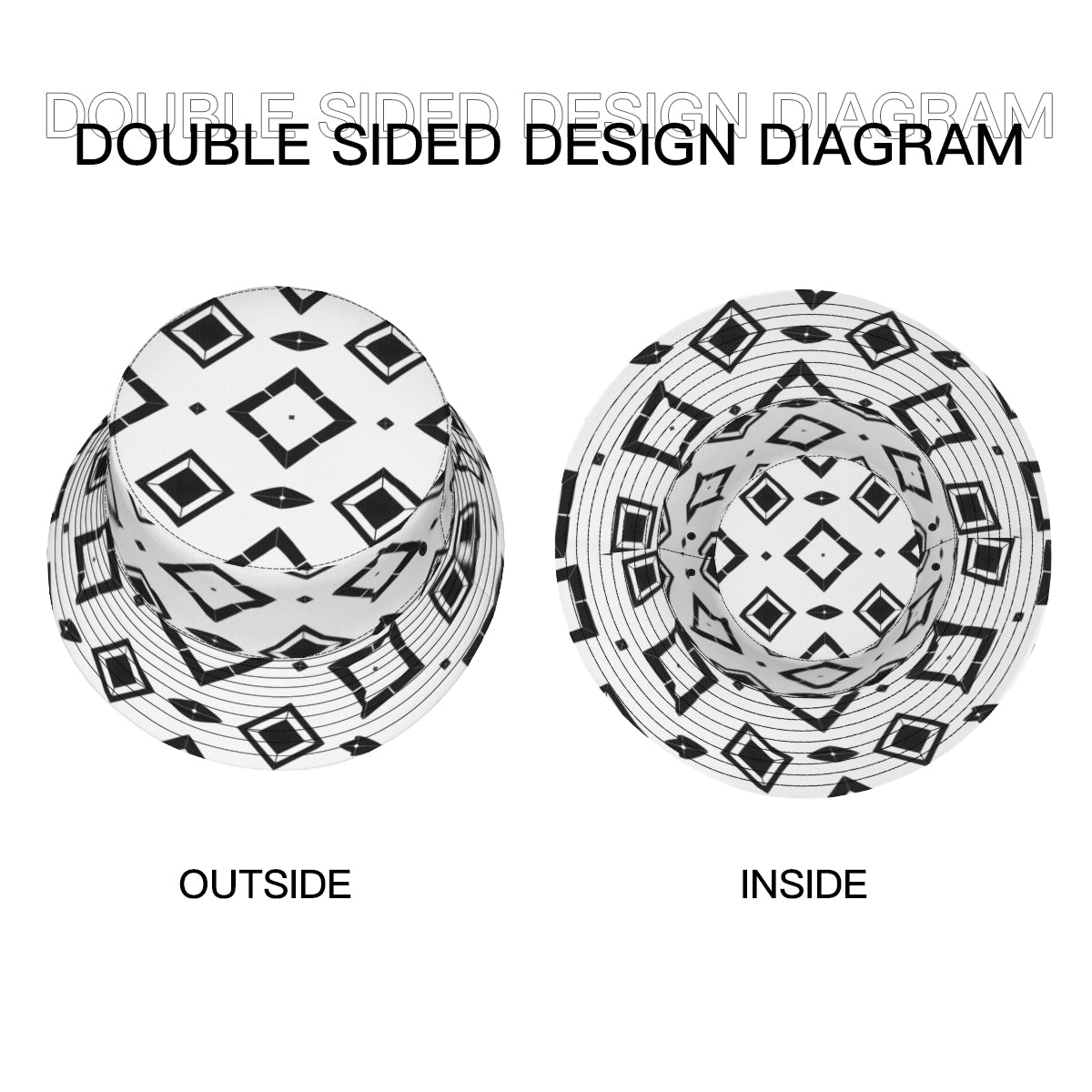 Black And White Double-Sided Unisex Polyester Bucket Hat