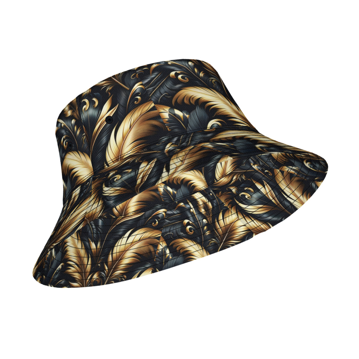 Golden Feathers Double-Sided Unisex Polyester Bucket Hat