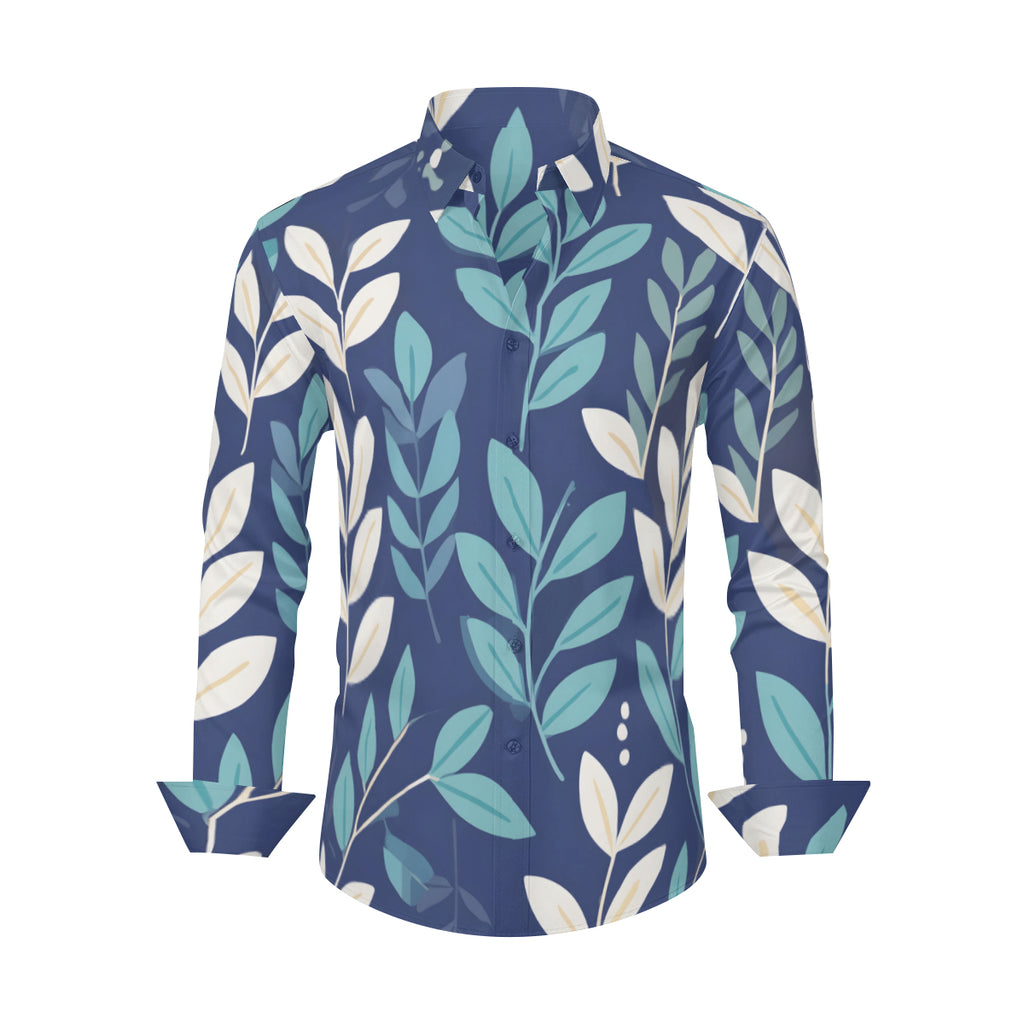 Floral Men's Classic Long-Sleeved Shirt | Polyester
