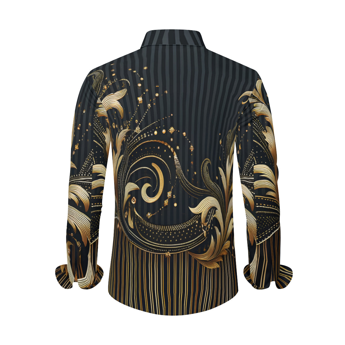 Elegant Black And Gold Long Sleeves Men's Shirt