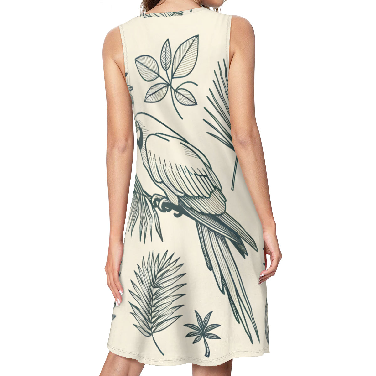Minimalistic Parrot Women's Casual Dress | Polyester