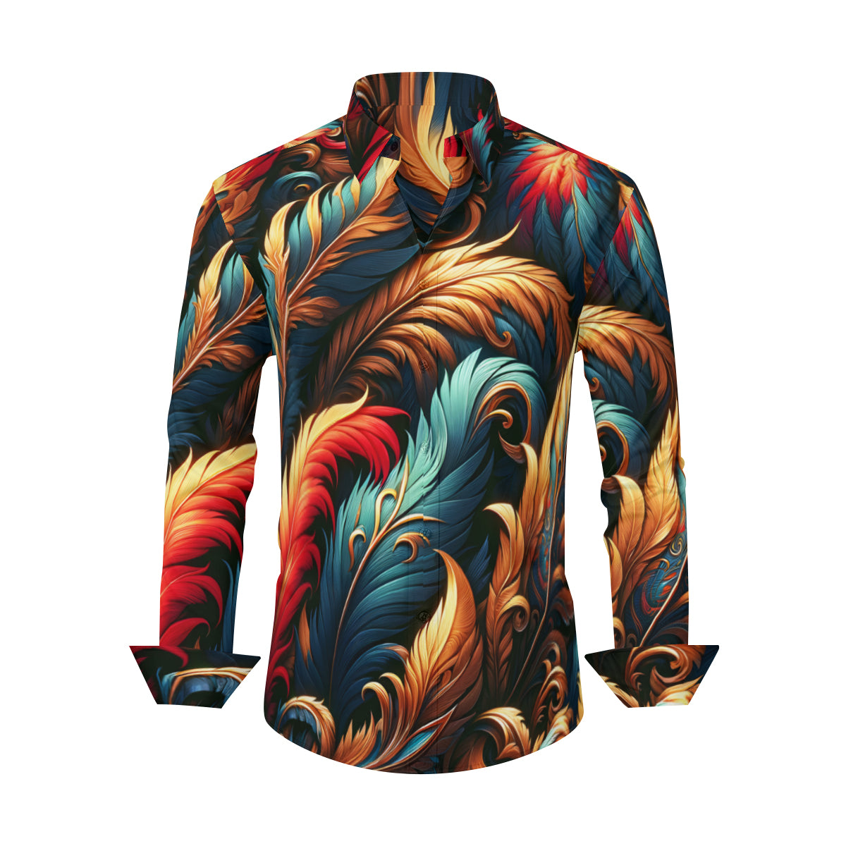 Elegant Feathers  Men's Classic Long-Sleeved Shirt | Polyester