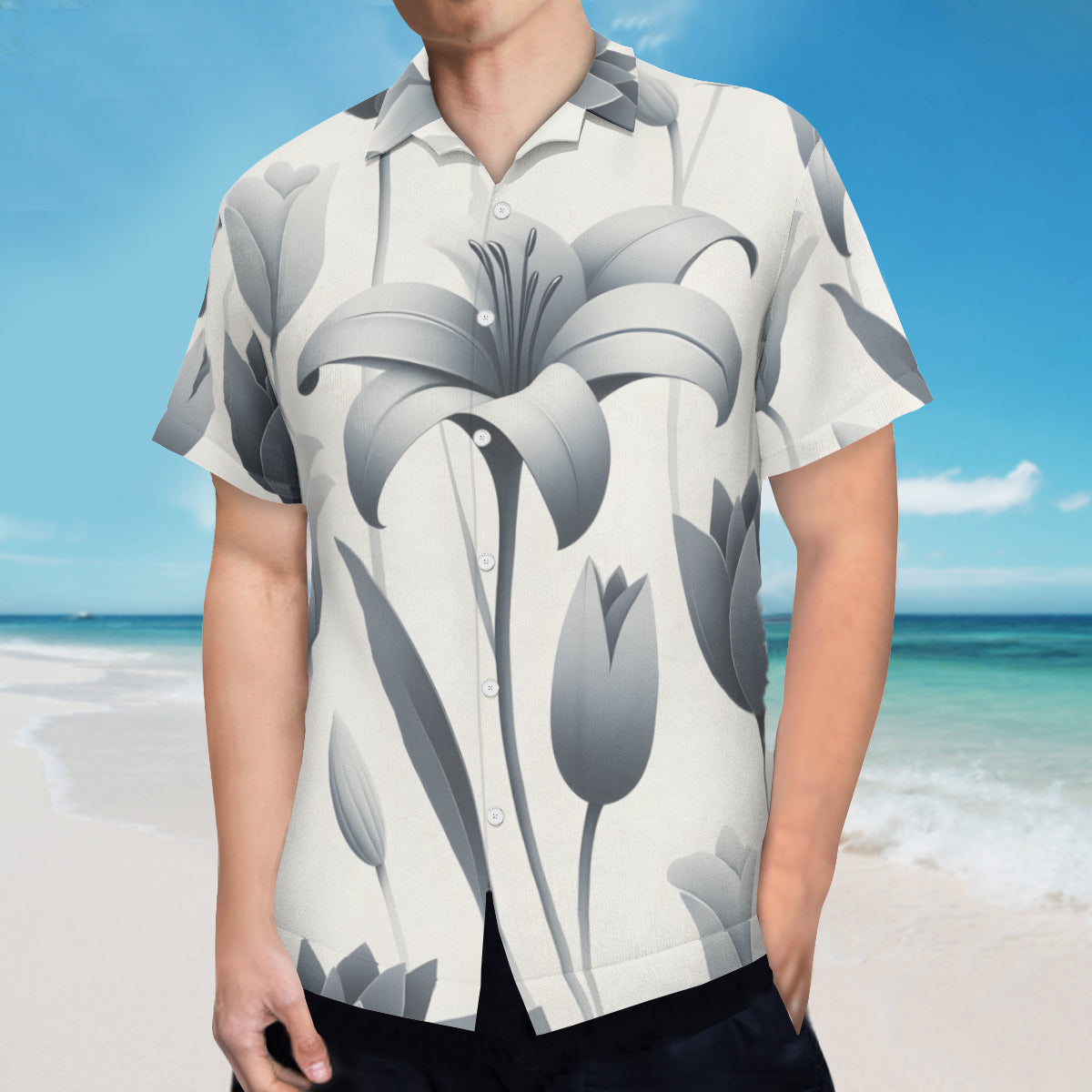 Minimalistic Floral Short Sleeves Men's Shirt