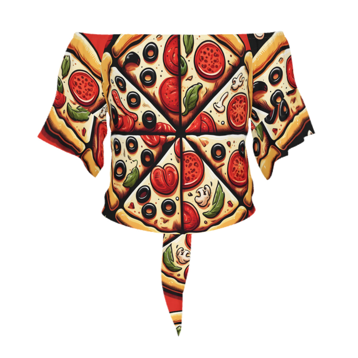 Pizza Slices One-Shoulder Tie Short Sleeves