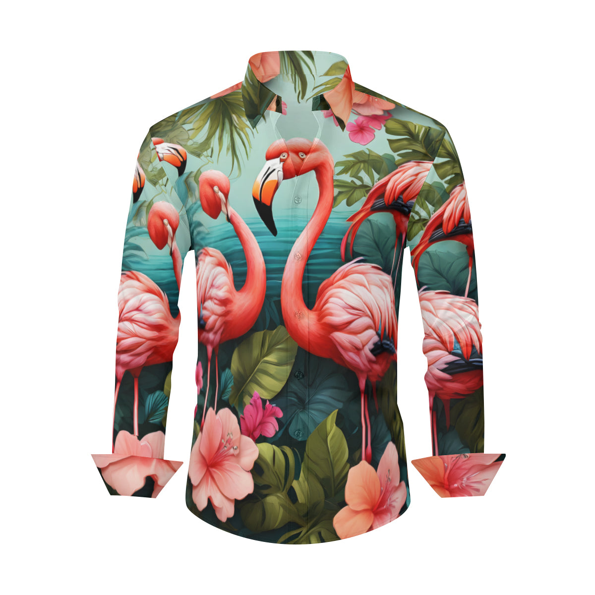 Flamingo Men's Classic Long-Sleeved Shirt | Polyester