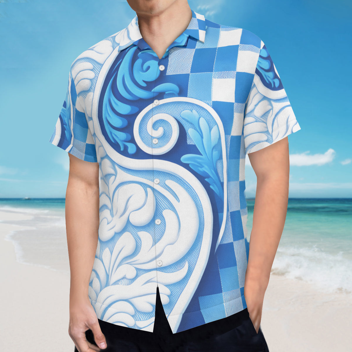 Blue Wave Short Sleeves Men's Shirt