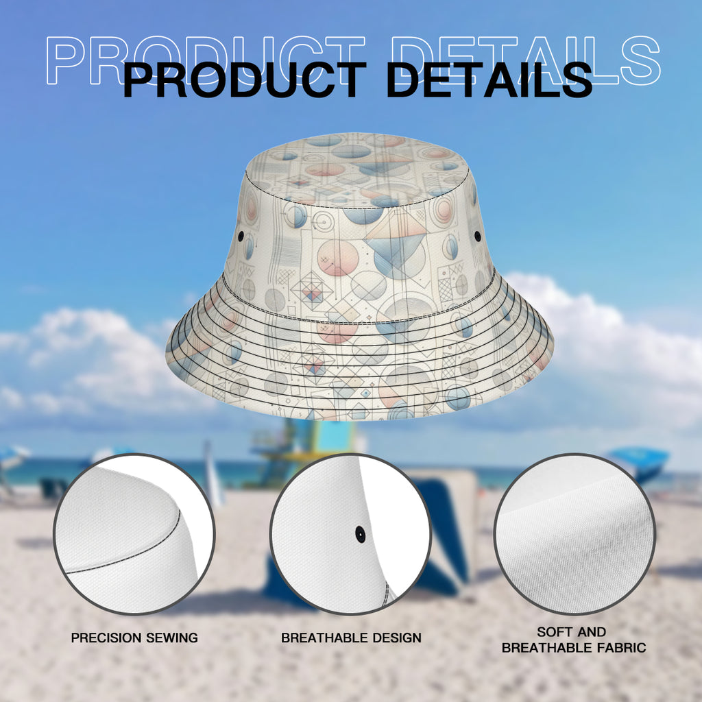 Minimalistic Geometric Shapes Double-Sided Unisex Polyester Bucket Hat