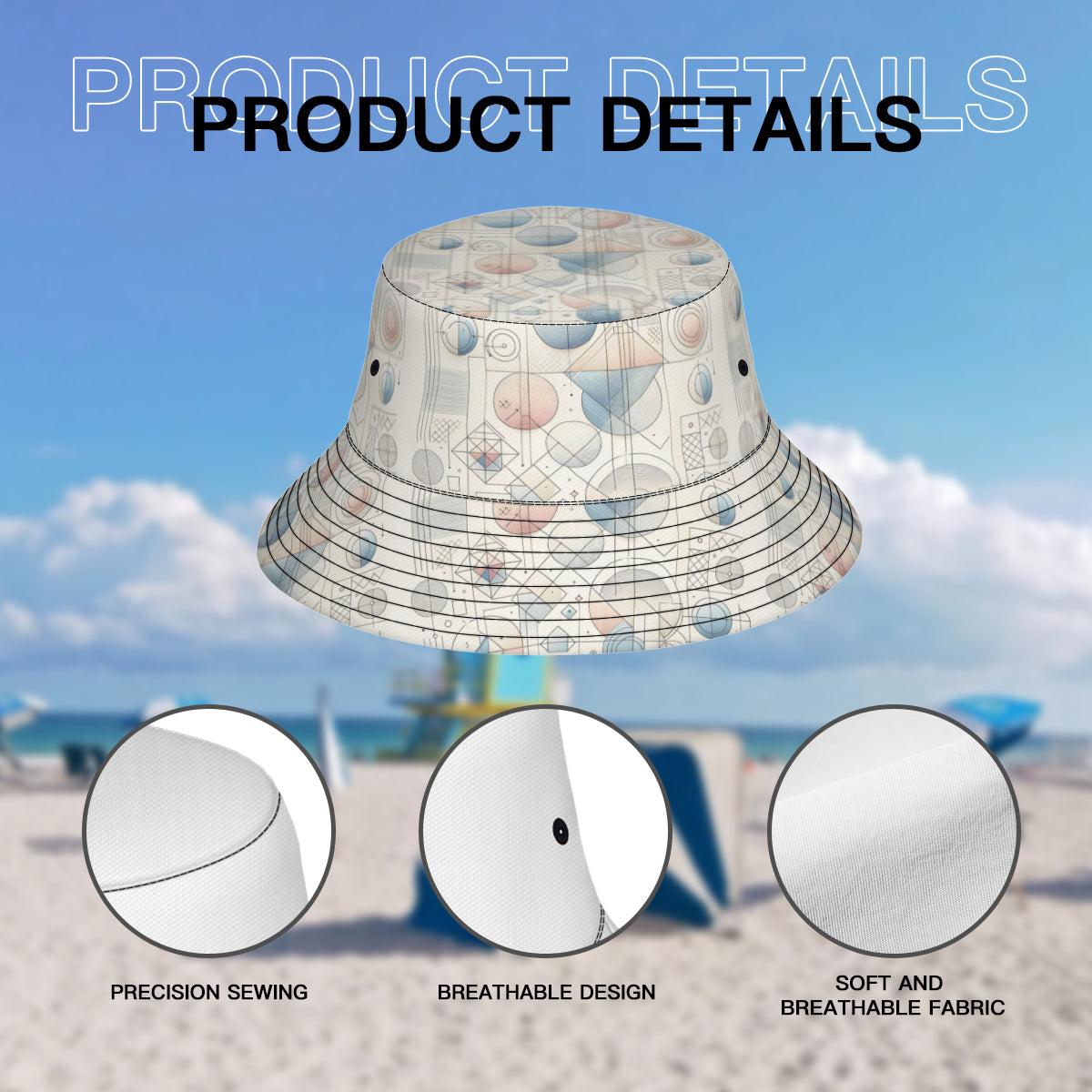 Minimalistic Geometric Shapes Double-Sided Unisex Polyester Bucket Hat