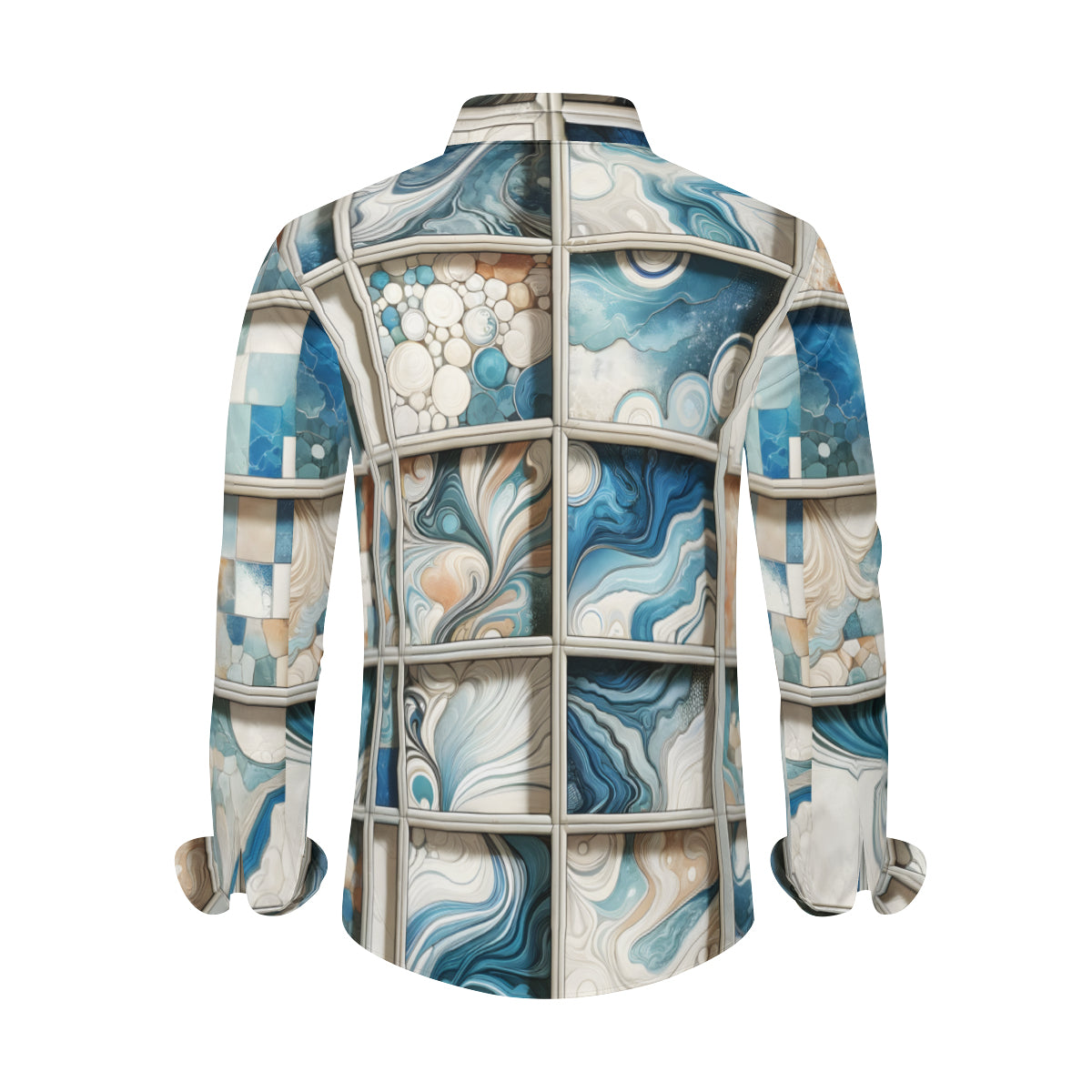 Window Pane Design Long Sleeves Men's Shirt