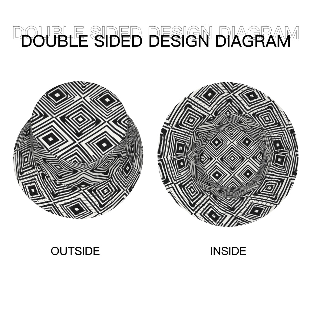 Black And White Double-Sided Unisex Polyester Bucket Hat