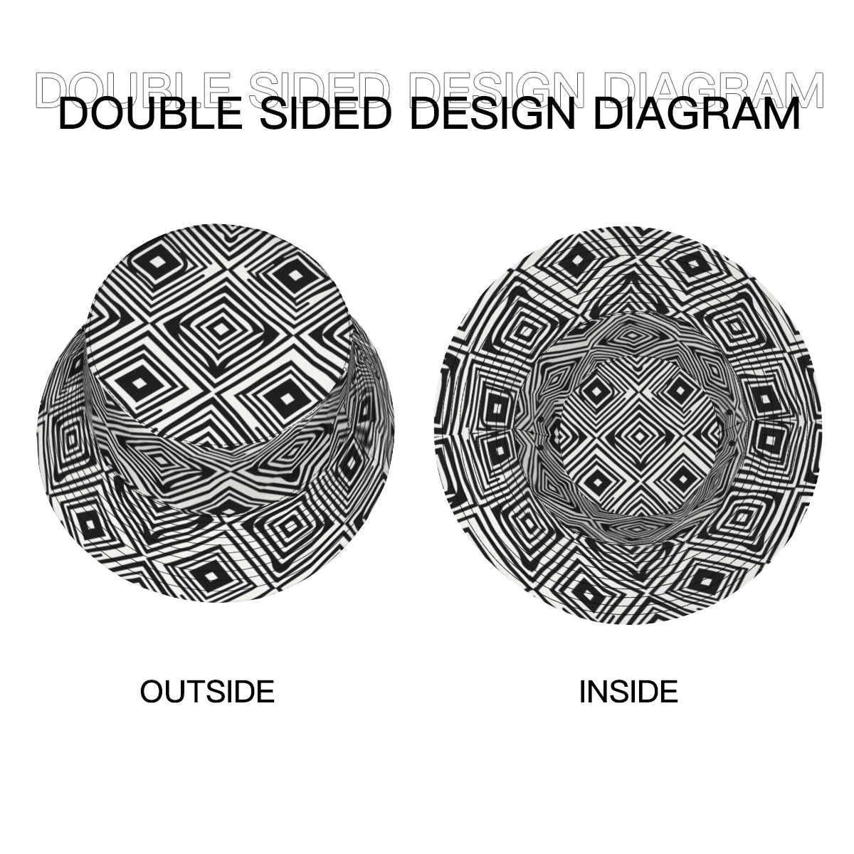 Black And White Double-Sided Unisex Polyester Bucket Hat