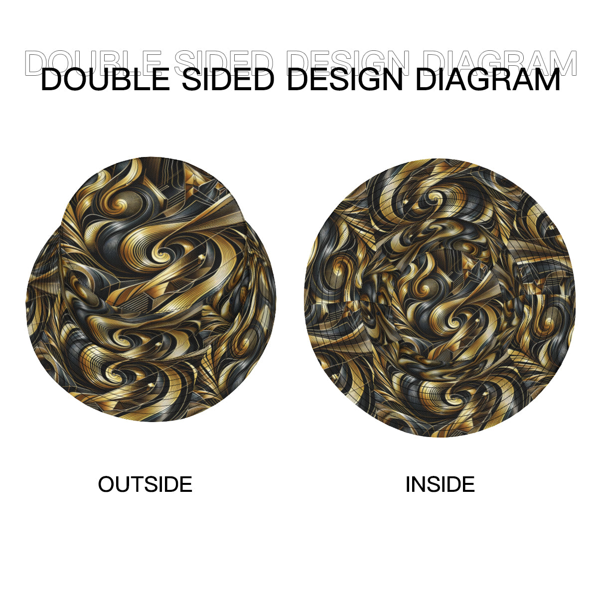 Abstract Gold Double-Sided Unisex Polyester Bucket Hat