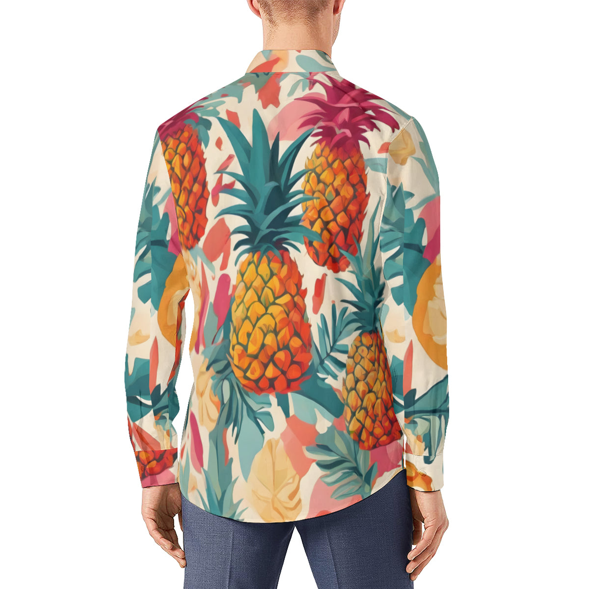Pineapple Men's Classic Long-Sleeved Shirt | Polyester