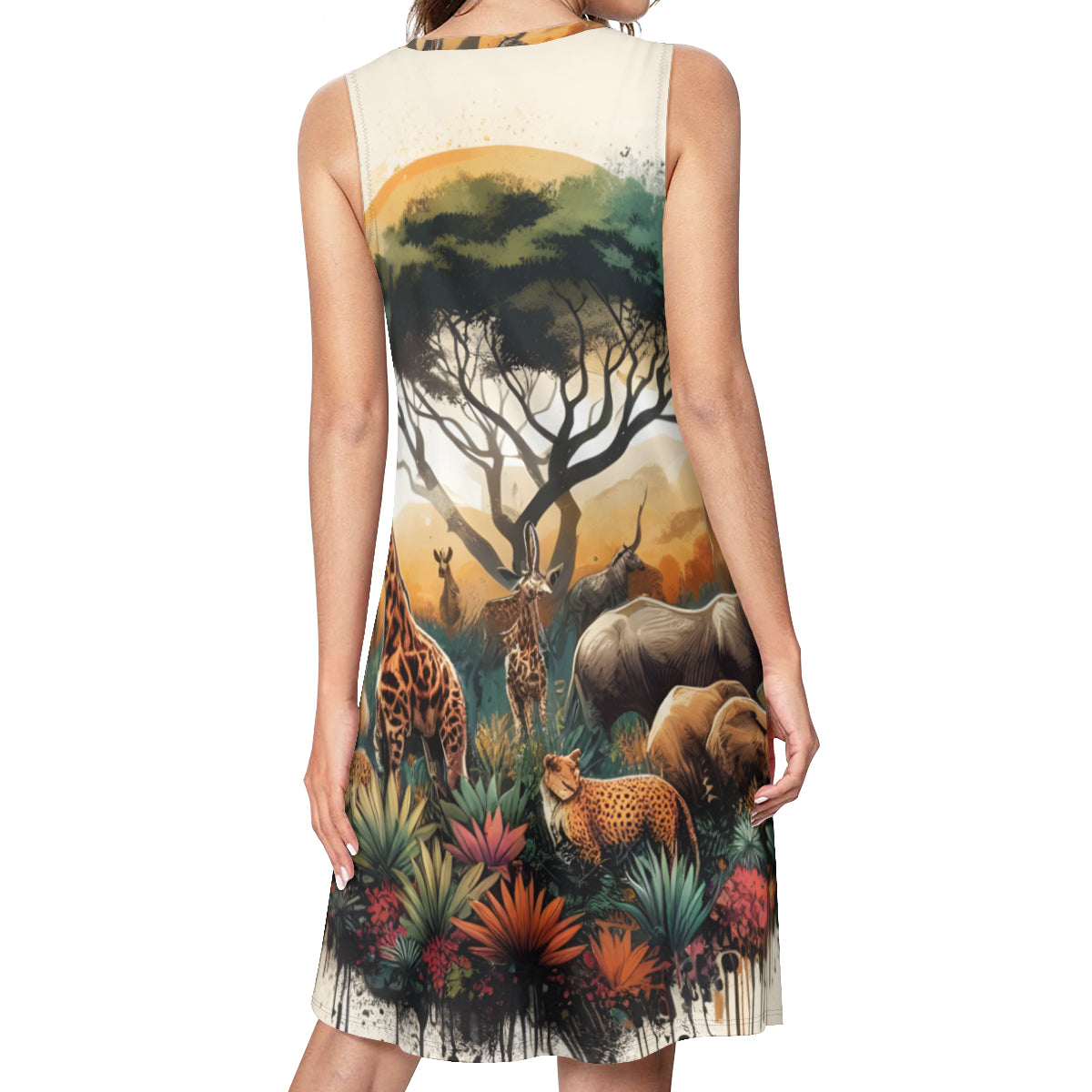 Animal Sunset Women's Casual Dress | Polyester