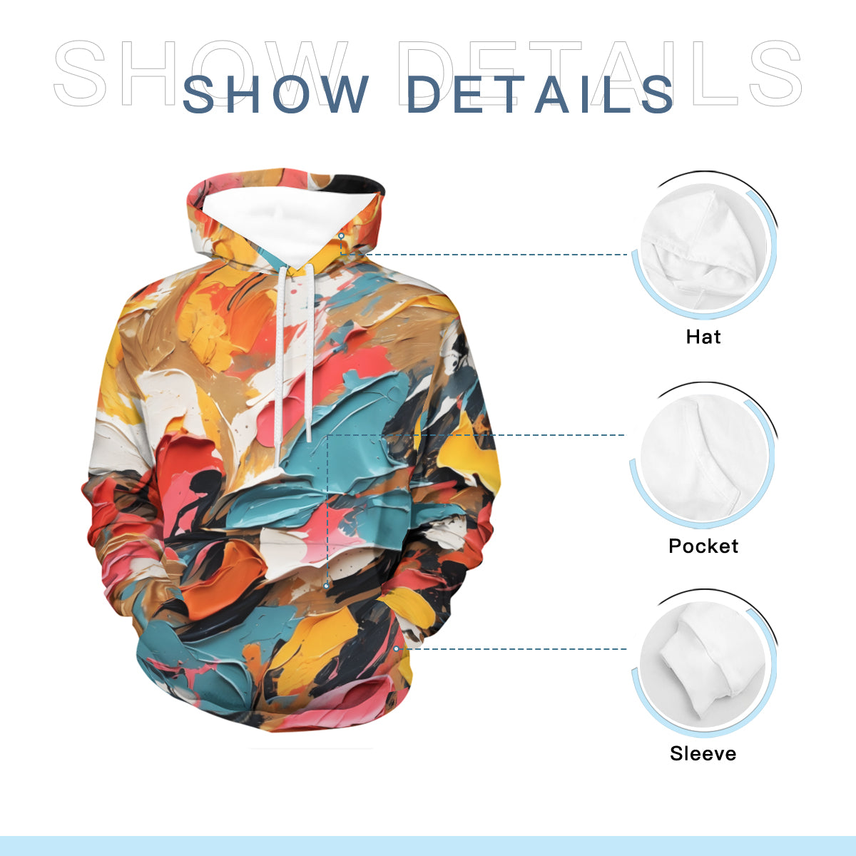 Vibrant Abstract Men's Adult Lightweight Hoodie Set | Air Layer