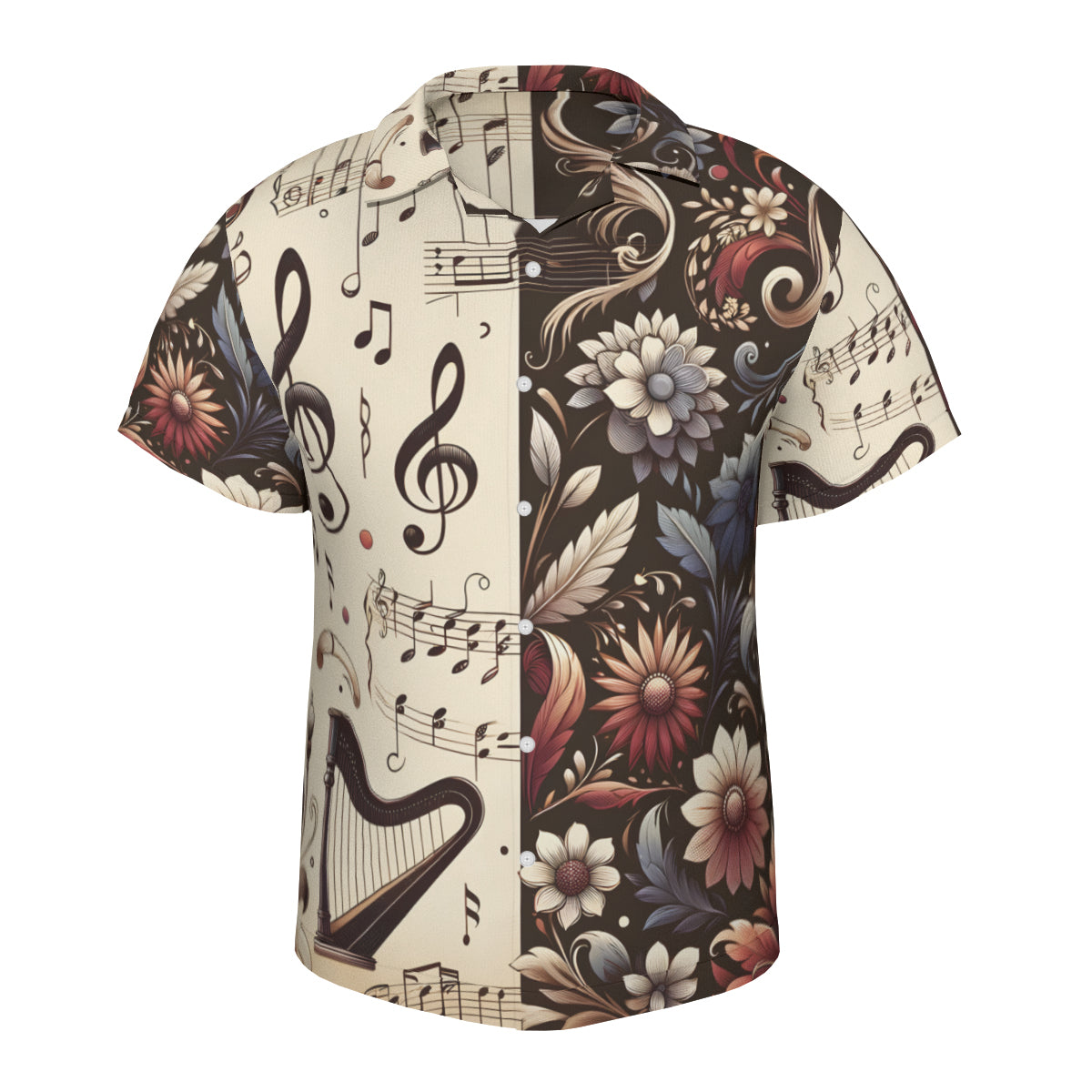 Musical Floral Short Sleeves Men's Shirt
