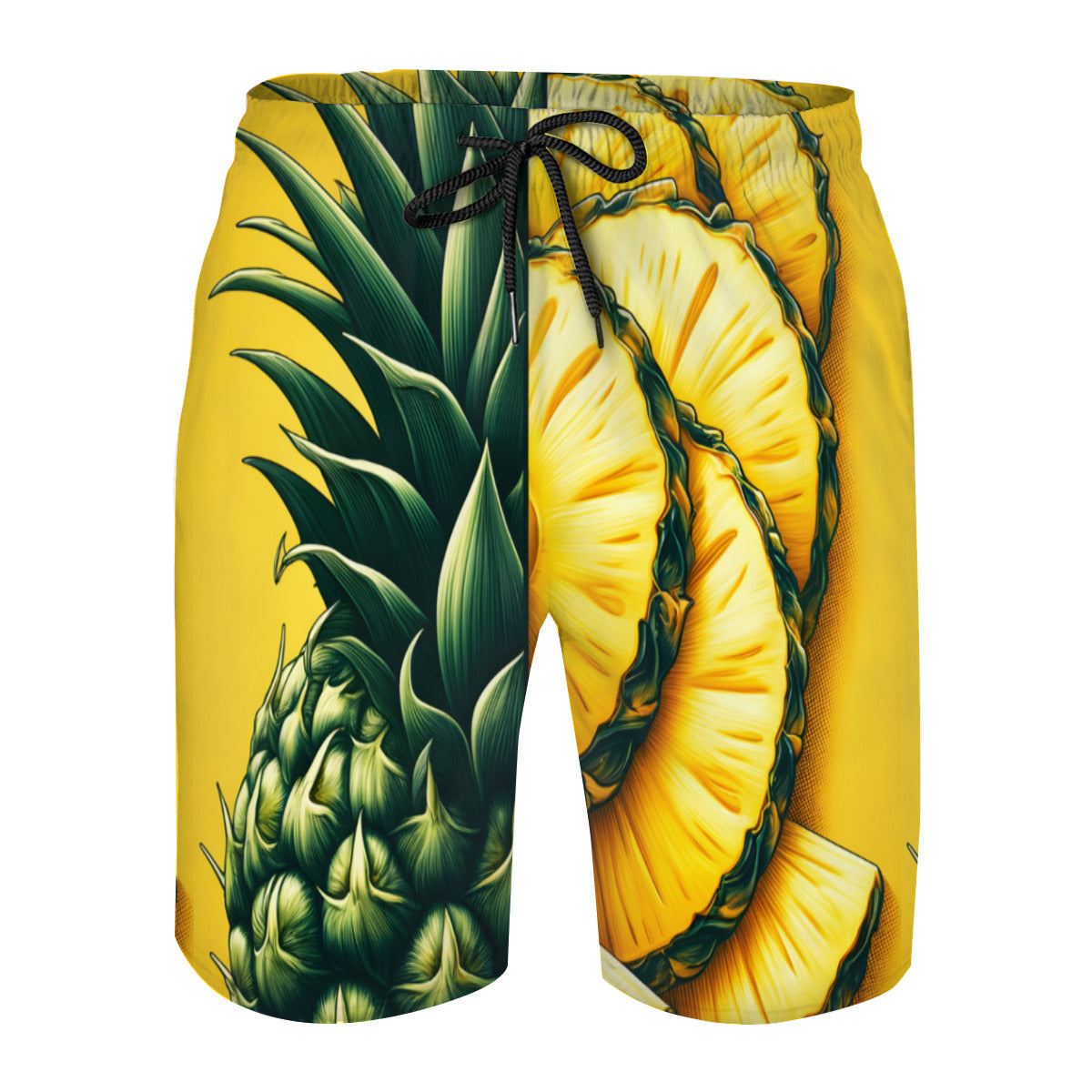 Pineapple Slices Men's Beach Shorts (Not Mesh Lined) | Polyester
