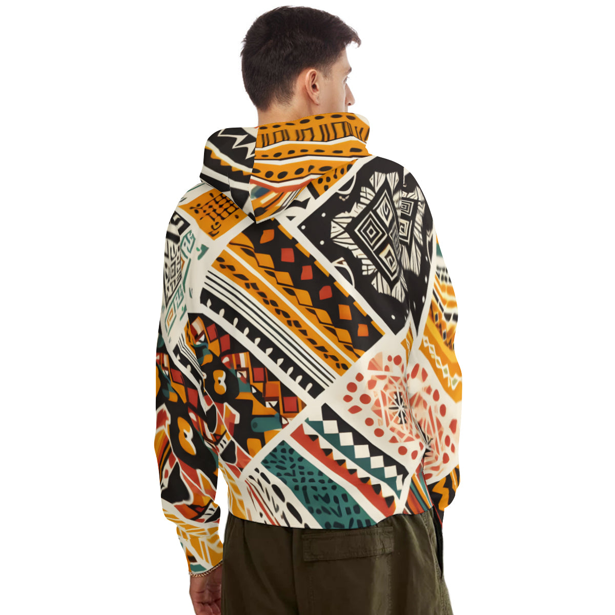 African Pattern Men's Adult Hoodie Set (Double-Layer Hood) | Health Fabric