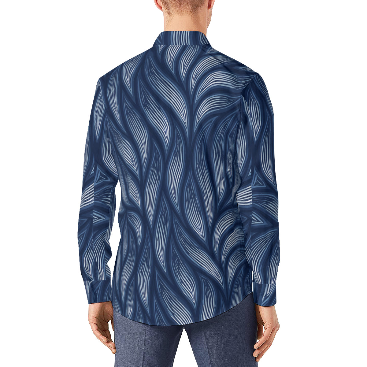 Abstract Denim Classic Long Sleeves Men's Shirt