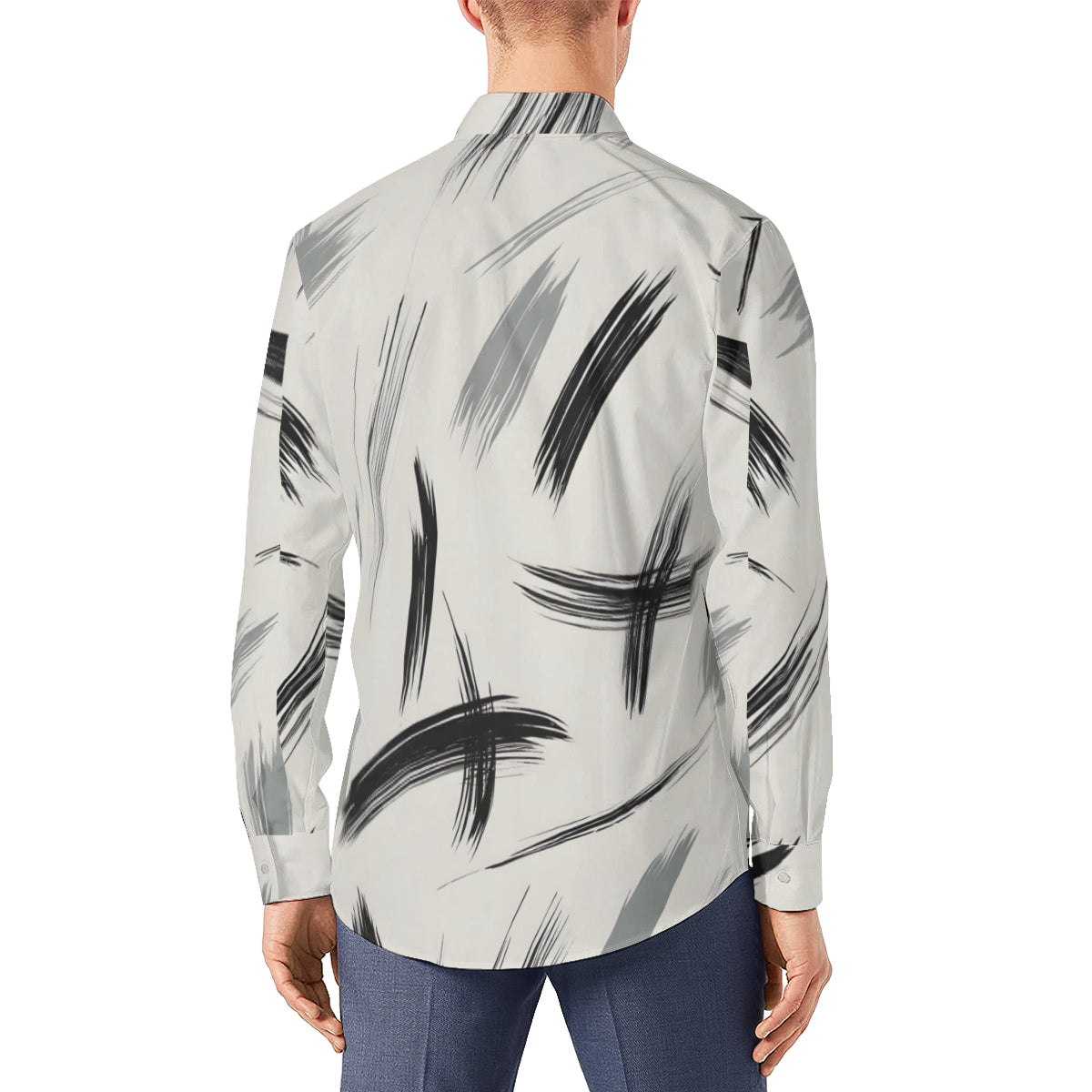 Minimalistic Paint Brush Long Sleeves Men's Shirt