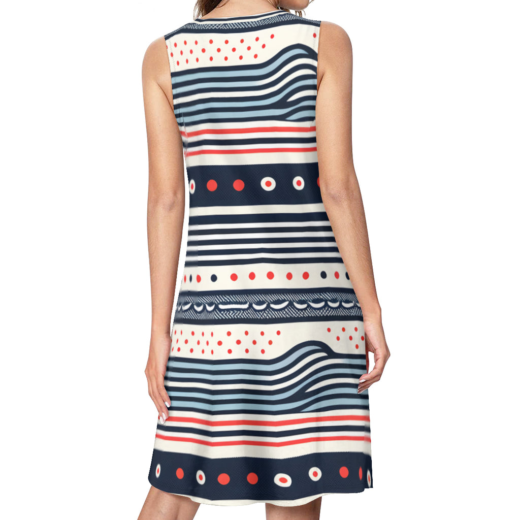Striped Dots Women's Casual Dress | Polyester