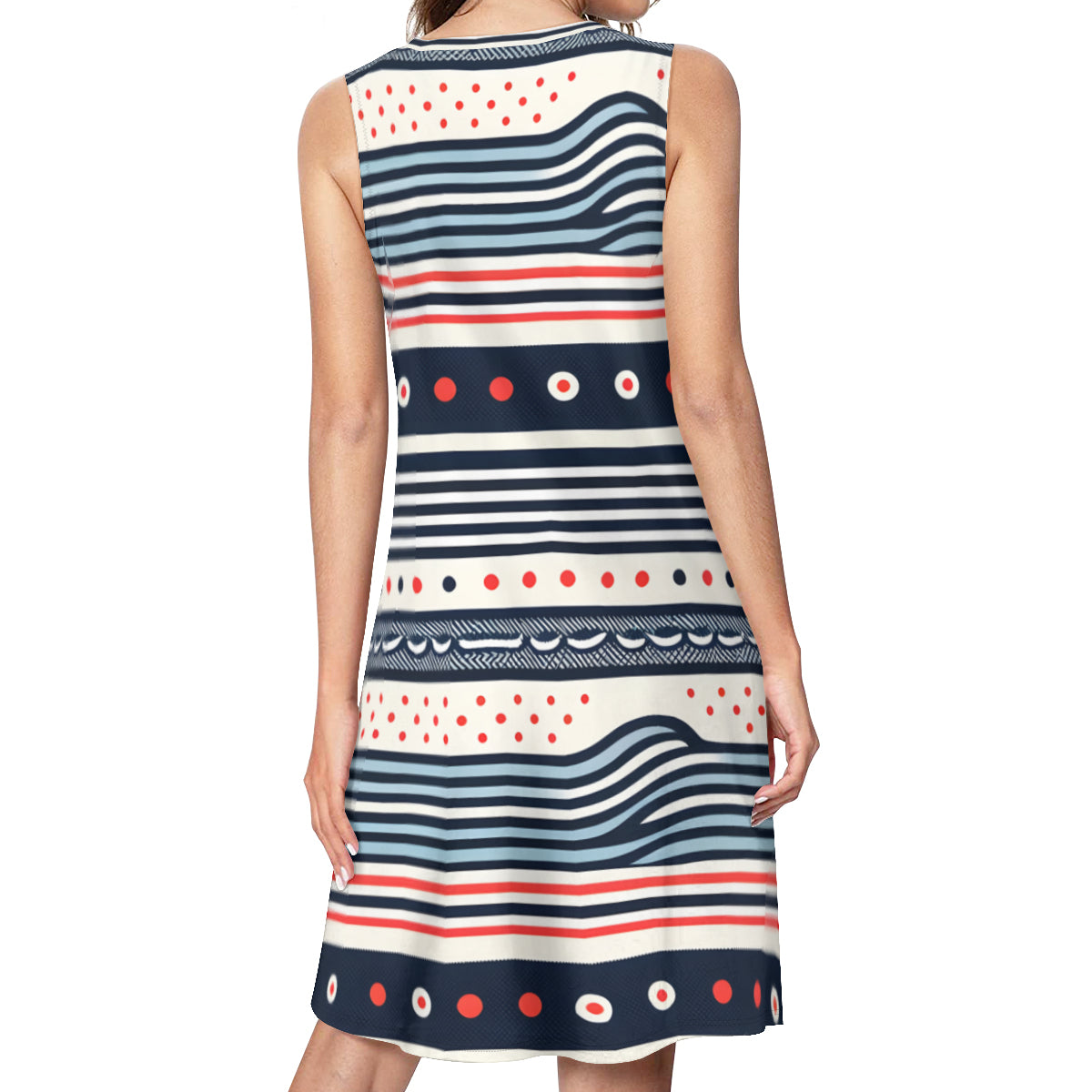 Striped Dots Women's Casual Dress | Polyester