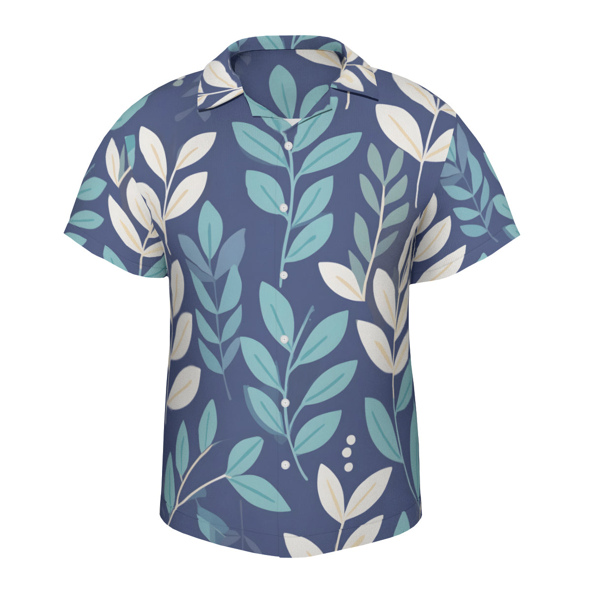 Blue Leaves Short Sleeves Men's Shirt