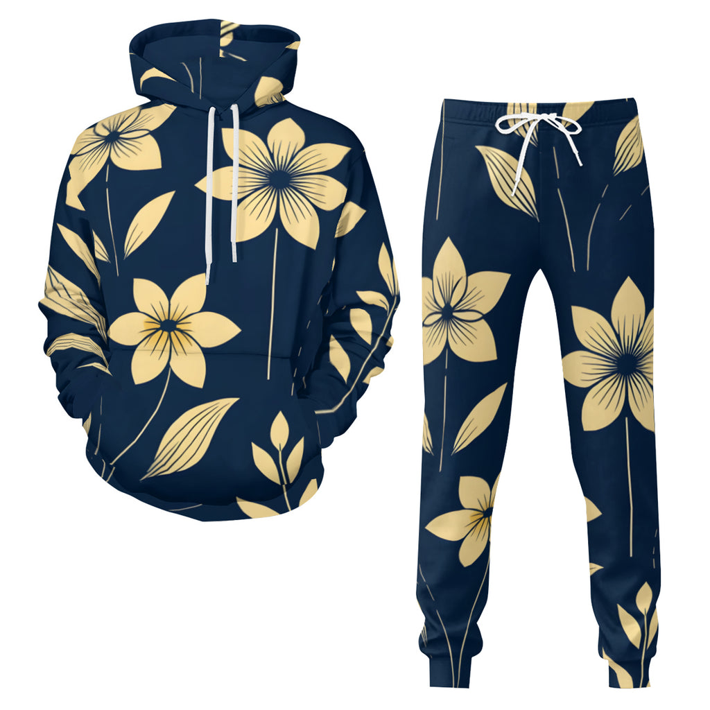 Floral Men's Adult Hoodie Set (Double-Layer Hood) | Health Fabric
