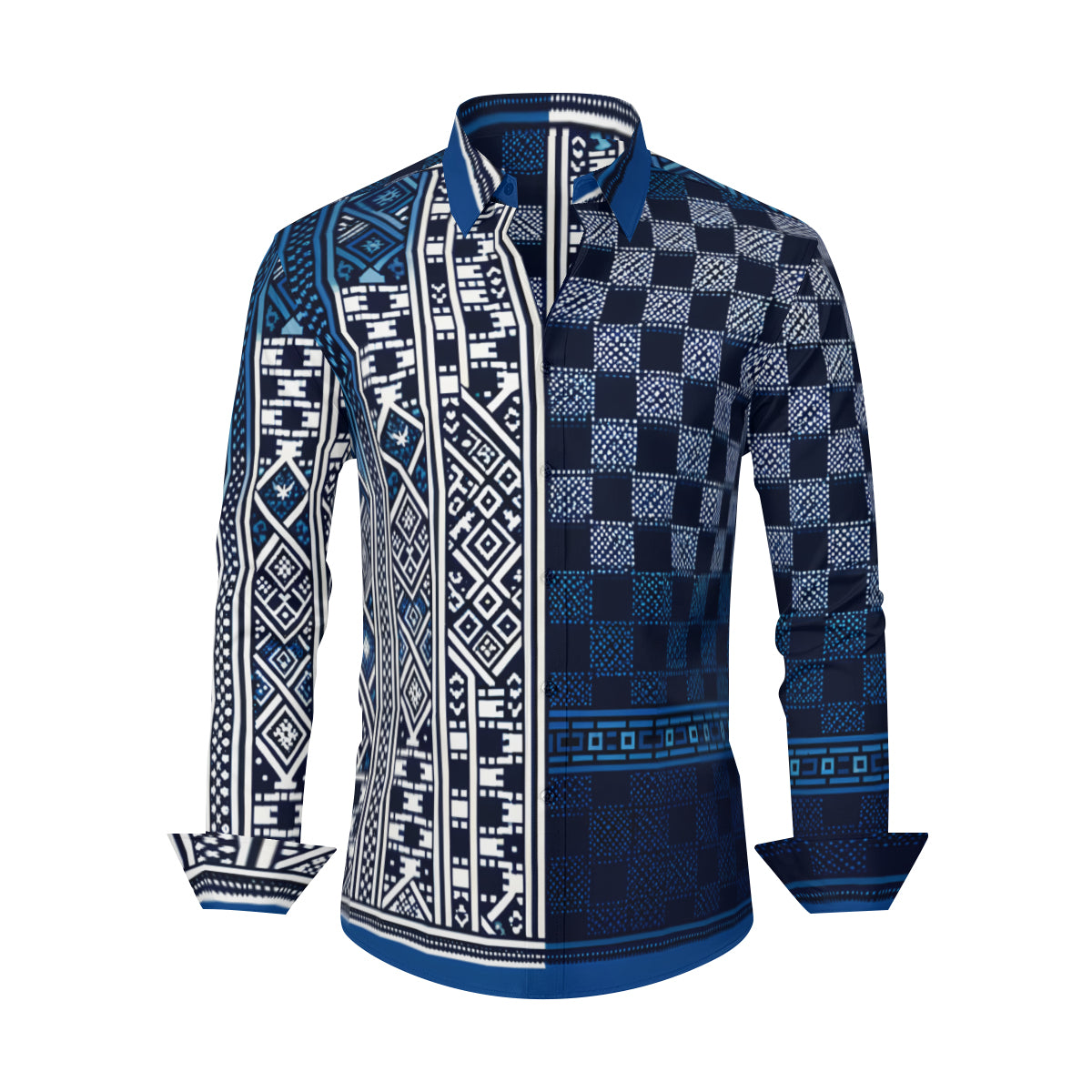 Blue Luxury Long Sleeves Men's Shirt