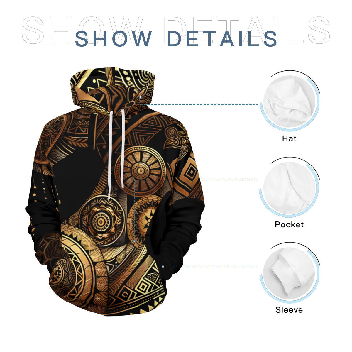 Abstract Africa Men's Adult Hoodie Set (Double-Layer Hood) | Health Fabric