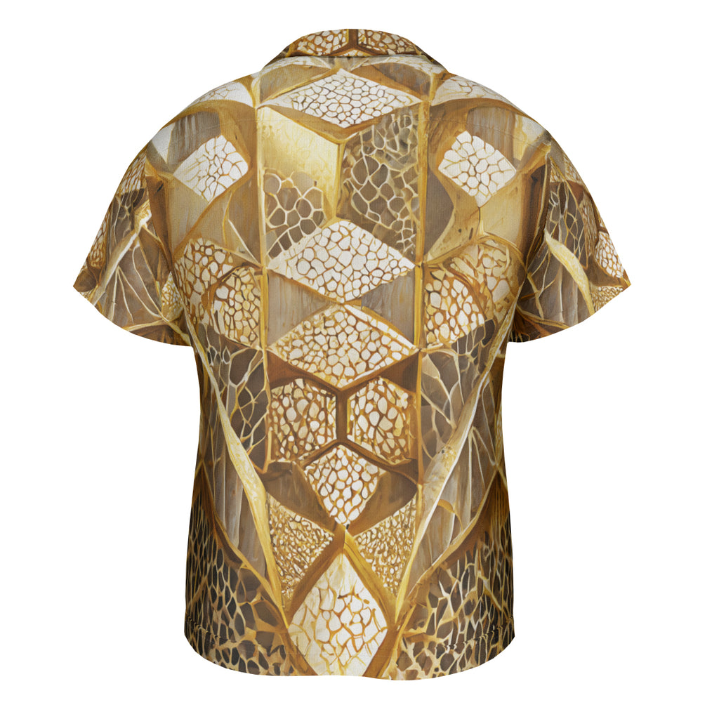 Golden Architectural Pattern Short Sleeves Men's Shirt
