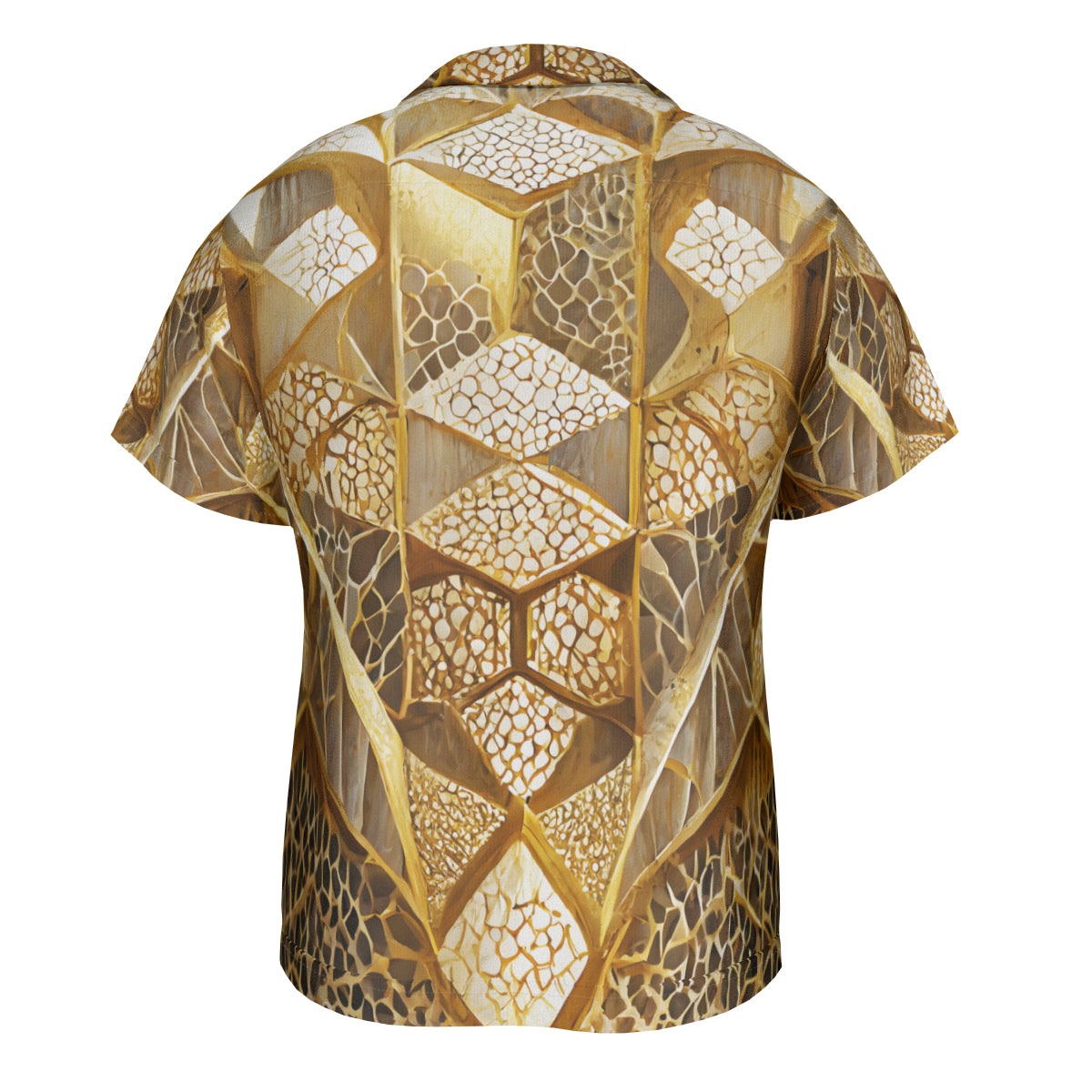 Golden Architectural Pattern Short Sleeves Men's Shirt
