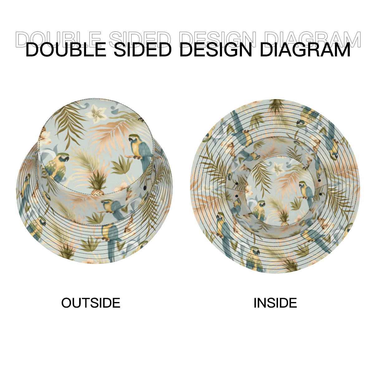 Tropical Double-Sided Unisex Polyester Bucket Hat