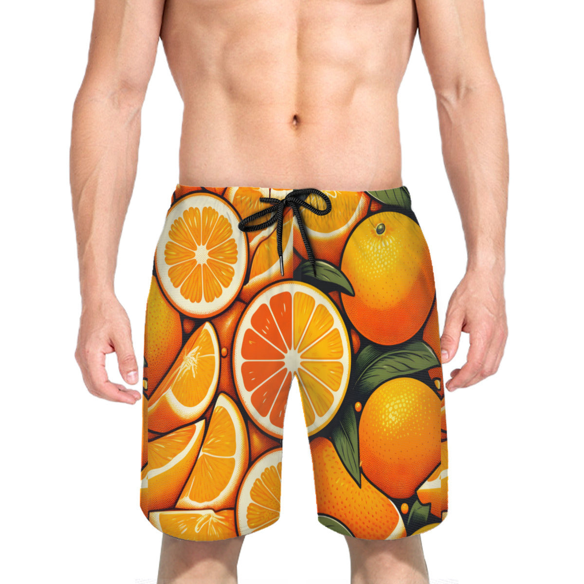 Orange Men's Beach Shorts (Not Mesh Lined) | Polyester