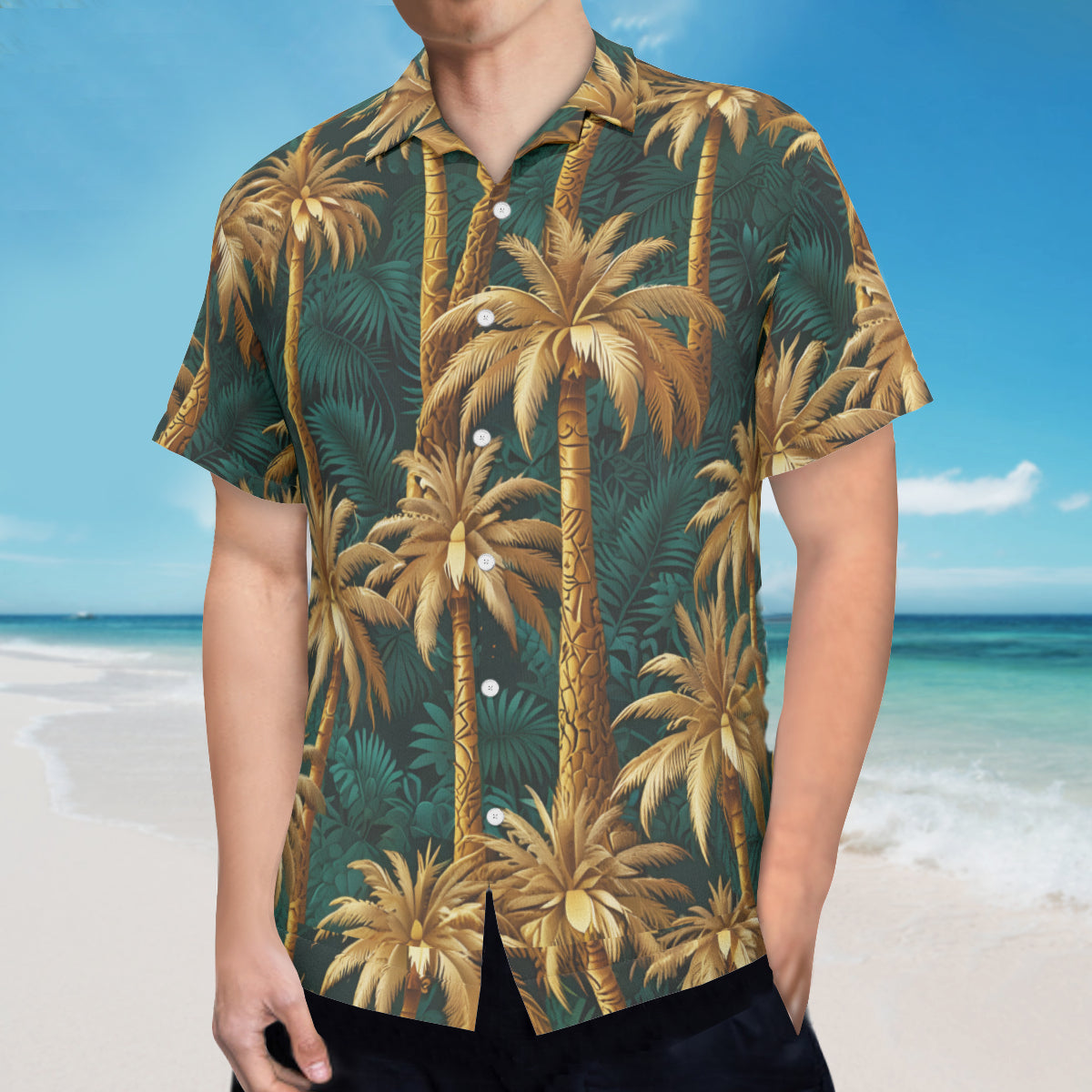 Golden Coconut Trees Men's Short Sleeves Shirt