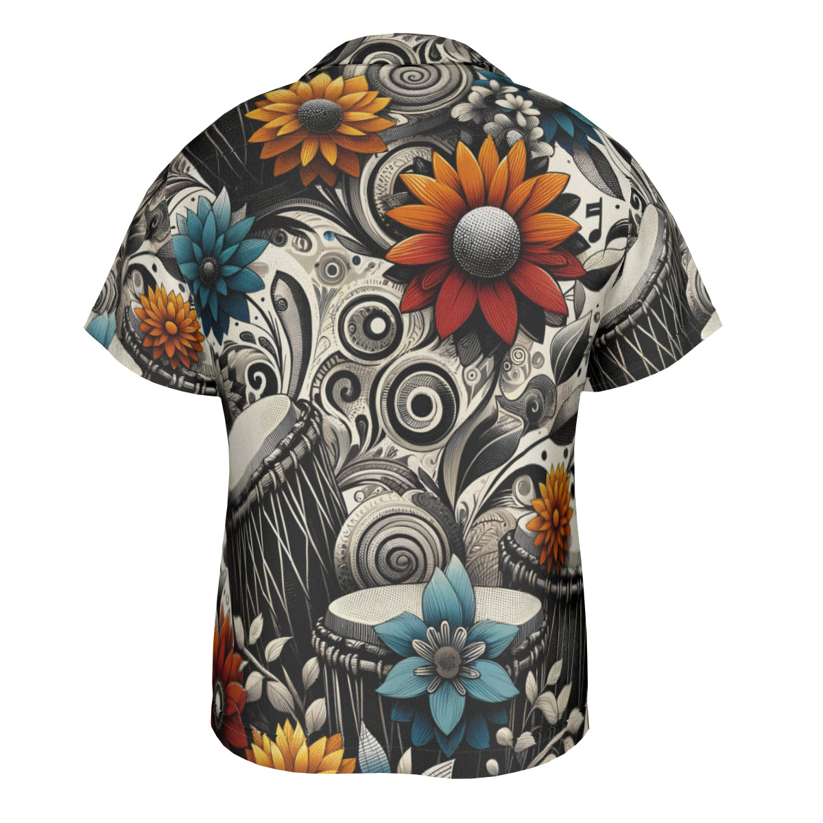African Drums Floral Short Sleeves Men's Shirt