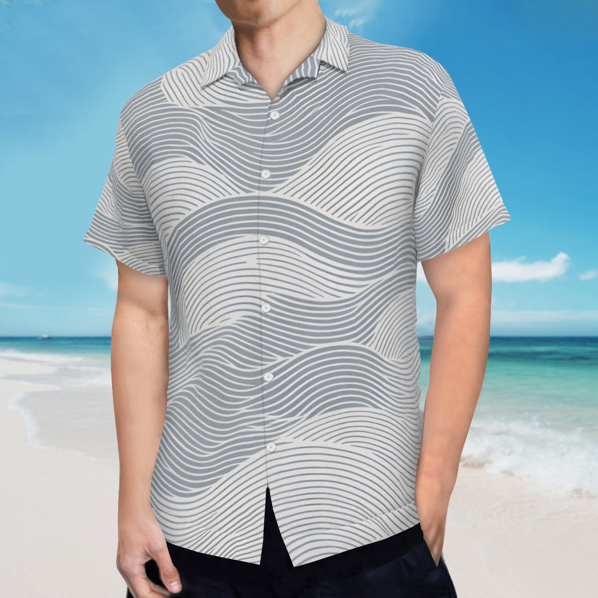 Minimalistic Geometric Short Sleeves Men's Shirt