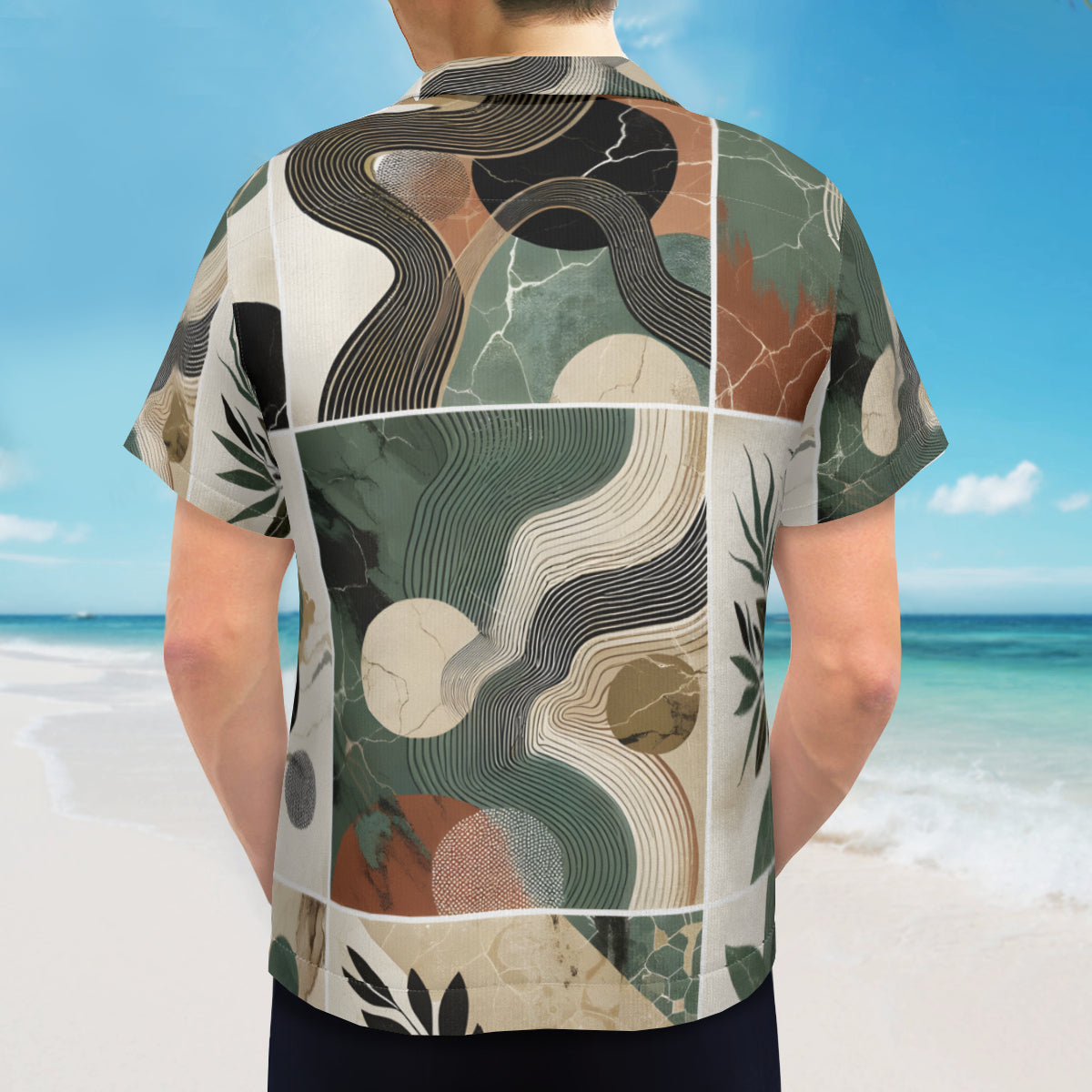 Abstract Short Sleeves Men's Shirt