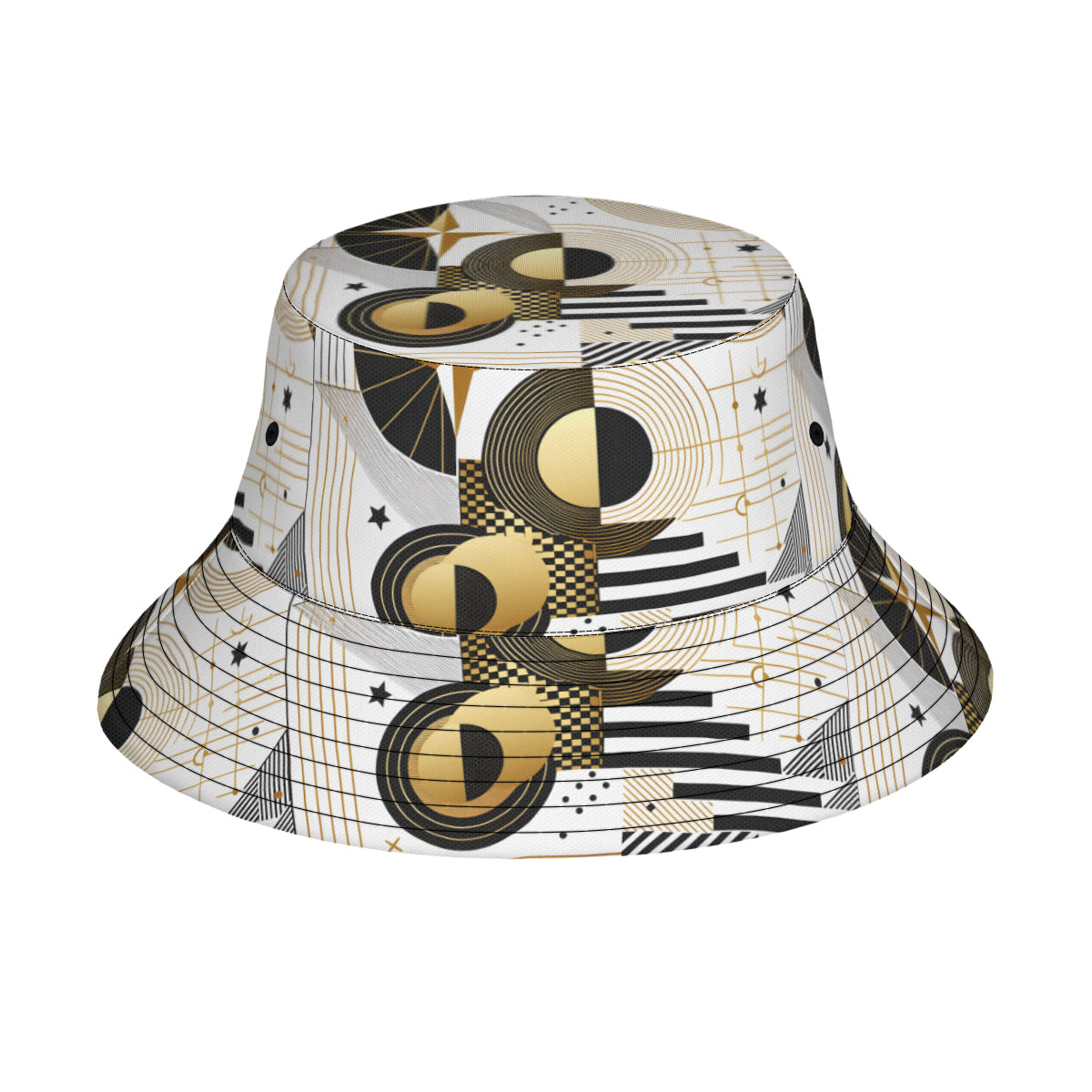 Abstract White Gold Double-Sided Unisex Polyester Bucket Hat