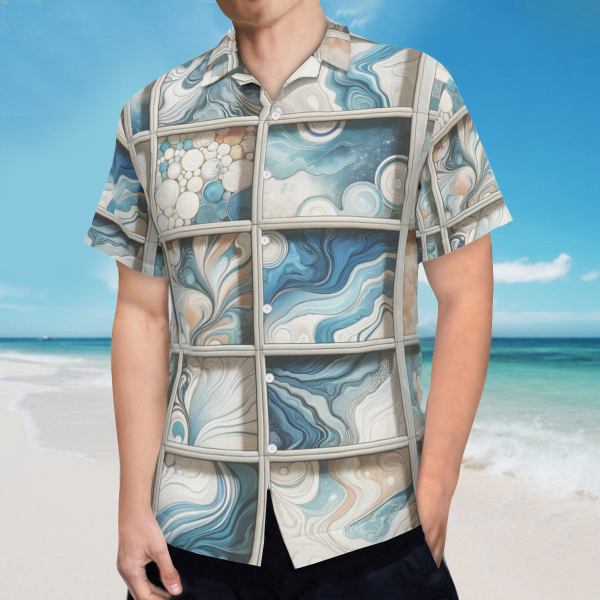 Window Pane Short Sleeves Men's Shirt