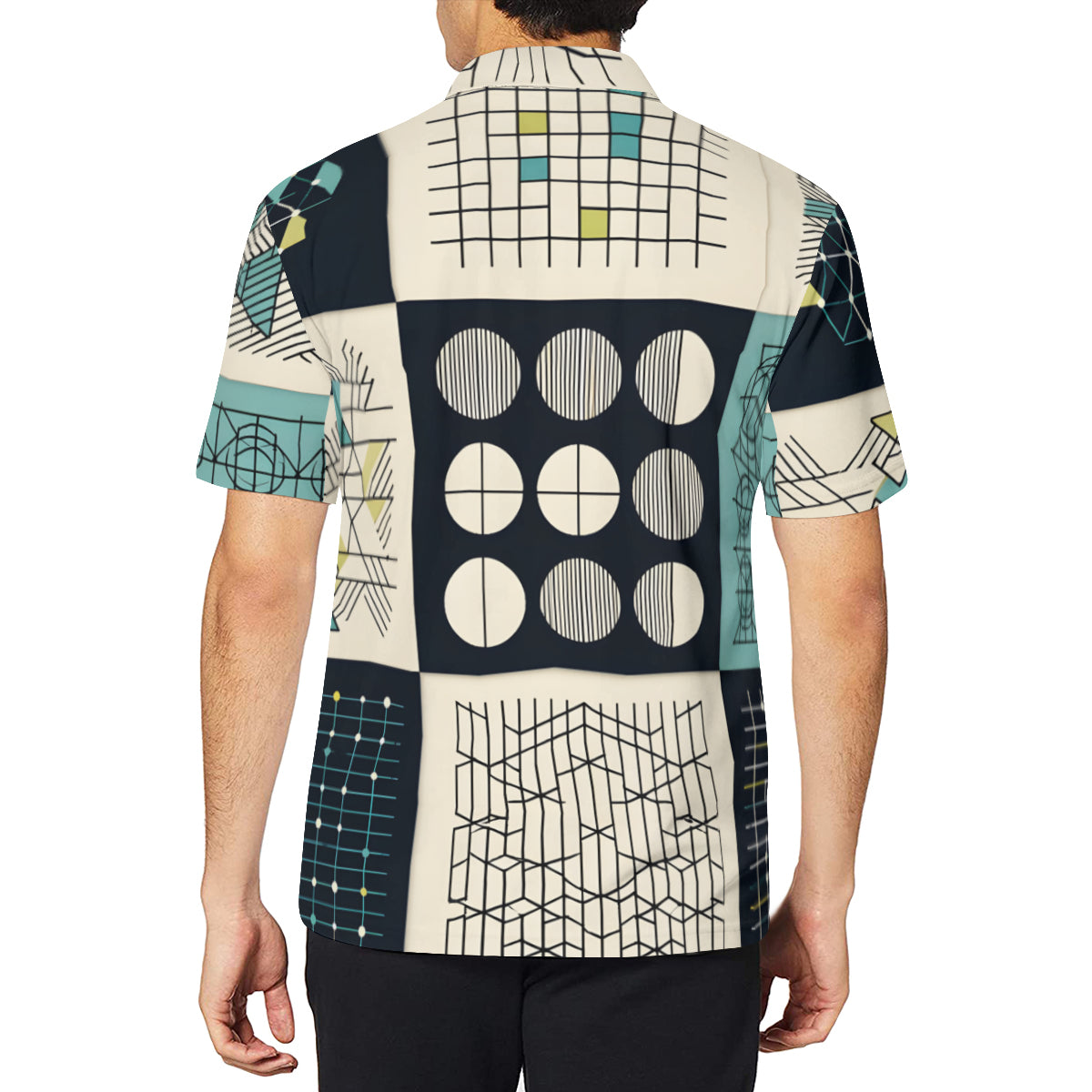 Minimalistic Geometric Men's Premium European Size POLO Shirt | 95% Polyester+5% Spandex