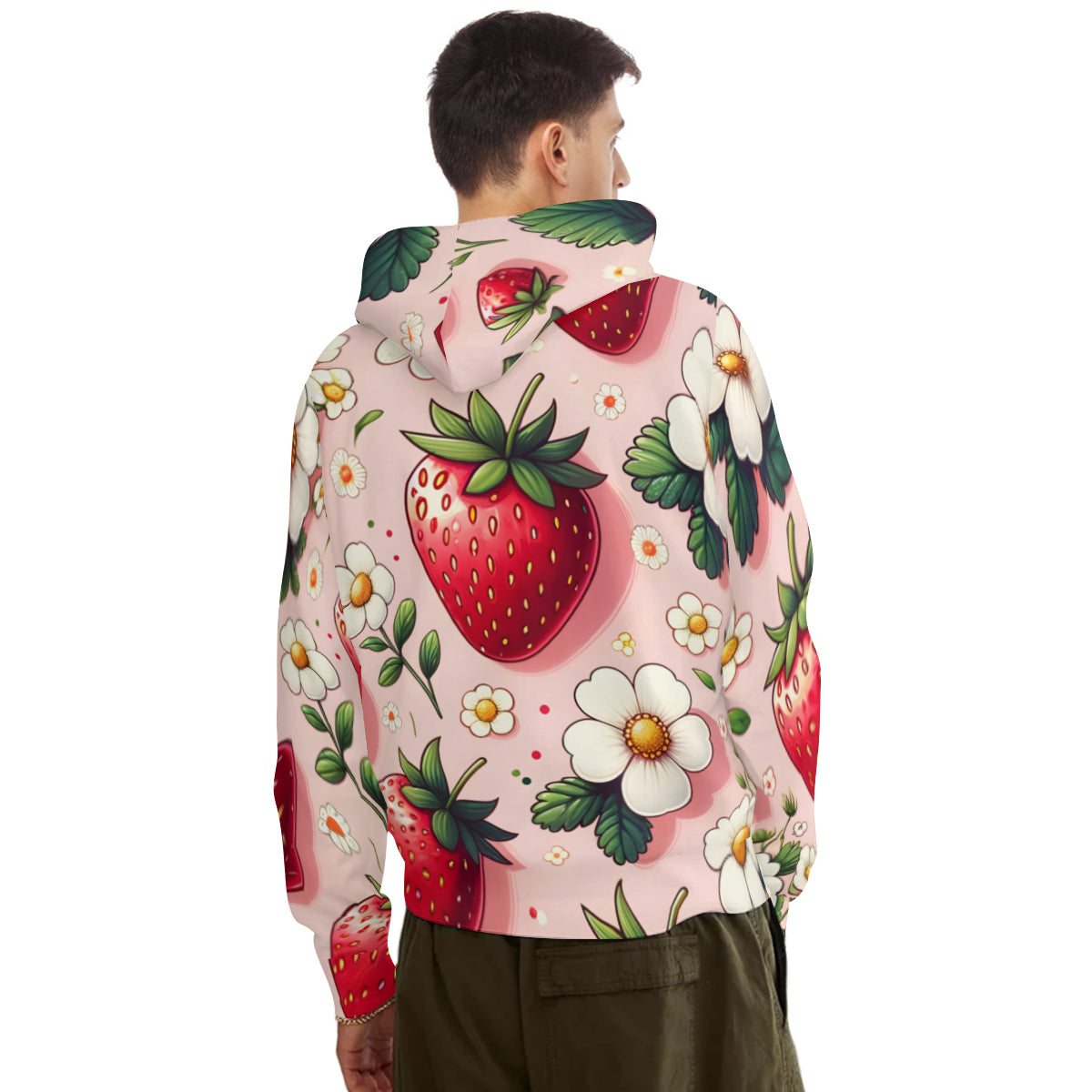 Strawberry Men's Adult Hoodie Set (Double-Layer Hood) | Health Fabric